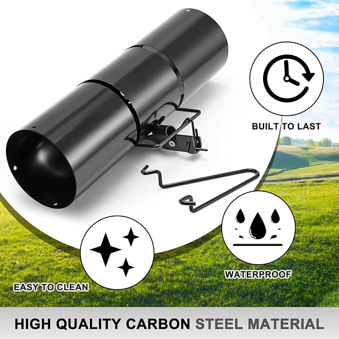 Qualirey Tube Squirrel Trap Rust Resistant Trap 4.5'' in Diameter with a Setting Tongs for Backyards Patios Gardens, Safe and Effective Pest Control Commercial and Residential Use (2 Pcs,15 Inch)