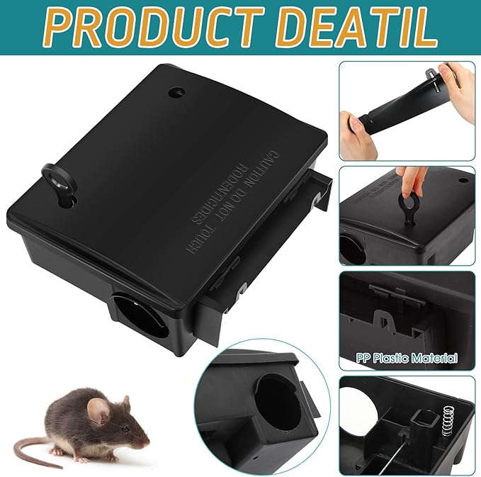 Qualirey 12 Packs Rat Bait Station Box Outdoor Rodent Rat Traps with Key Mouse Bait Station Indoor Mice Box for Outdoor Use Keeping Pets and Children Safe