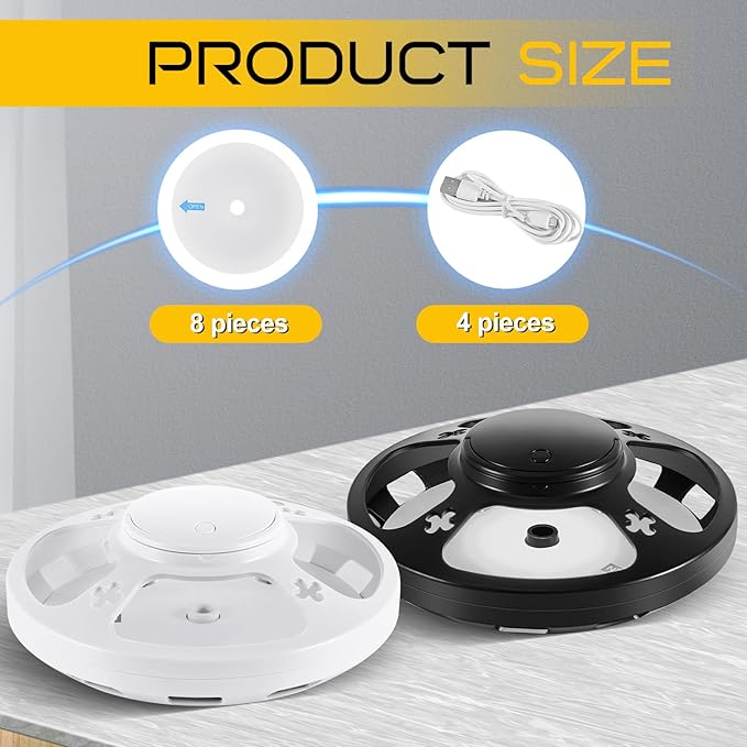 4 Pcs Flea Traps for Inside Your Home with 8 Sticky Pads, Bed Bug Tick Killer Flea Light Gnat Traps Pest Control, UV Night Light Bug Catcher for Bugs Moths Gnat Indoor and Outdoor(White,Black)