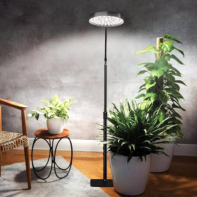 Super Bright Standing Grow Light for Indoor Plants, 6000K 216 LEDs Floor Plant Growing Lamp with 12V 3A High Power Output for Faster Growth, 4/8/12 Timer Setting & Adjustable Height