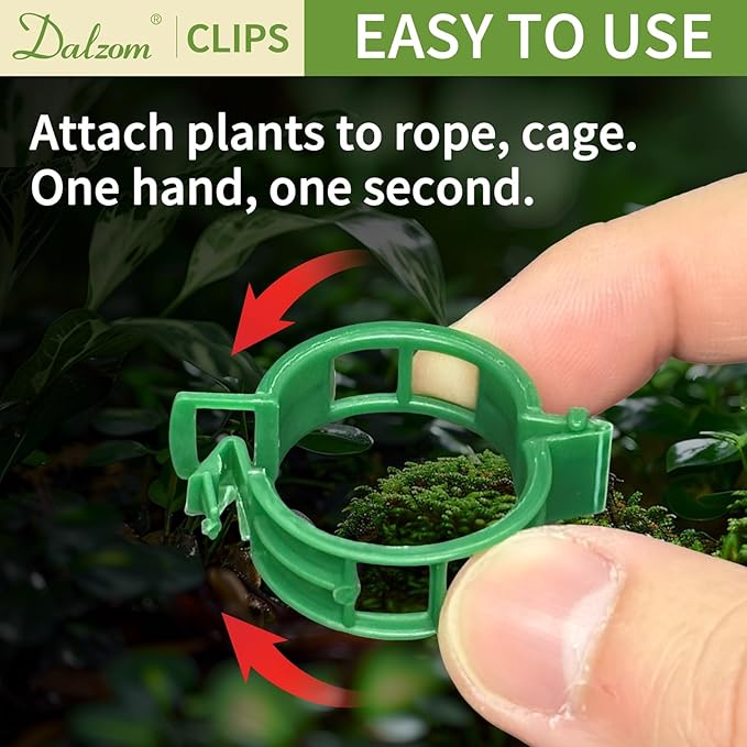 Dalzom® 300Pcs Tomato Clips, Plastic Trellis Clips Plant Support Clips, Plant Clips for Support, Grape Vine, Tomato Vine, Vegetables Plants, Garden Clips to Grow Upright Makes Plants Healthier (Green)