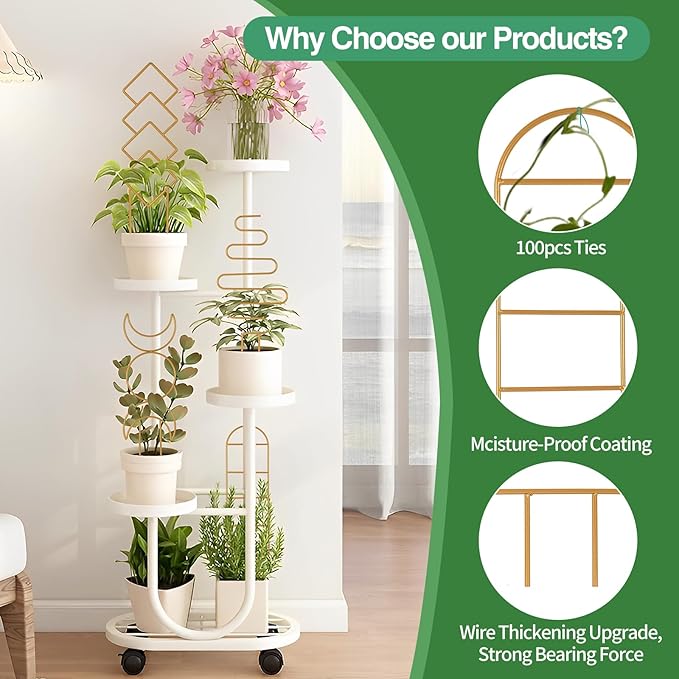 Indoor Plant Trellis for Potted Plants, 16inch Gold Small Trellis for Climbing Plants Outdoor Garden Metal Trellis with Different Patterns for Vine Ivy Flower Plant Support 4 Pack