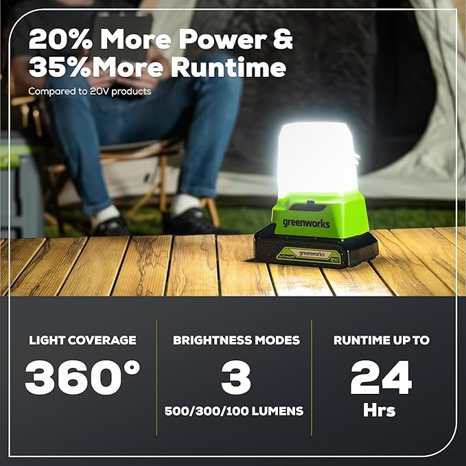 Greenworks 48V (2x24V) Cordless Yard Tool Combo - 21" Self - Propelled Mower, 12" Trimmer, Blower + 24V 500 Lumen Lantern