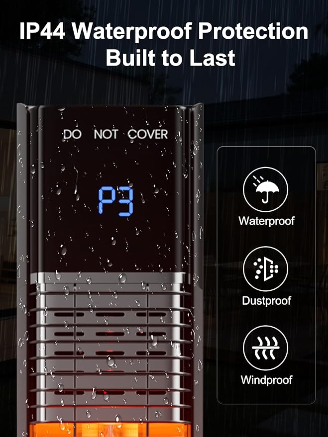 34'' Outdoor Patio Heater with Remote, 24H Timer & 1S Fast Heat, Carbon Fiber Heating Tube, 3 Heat Levels, Tip-Over and Overheat Protection, Electric Space Heaters for Backyard, Garage,Indoor Use