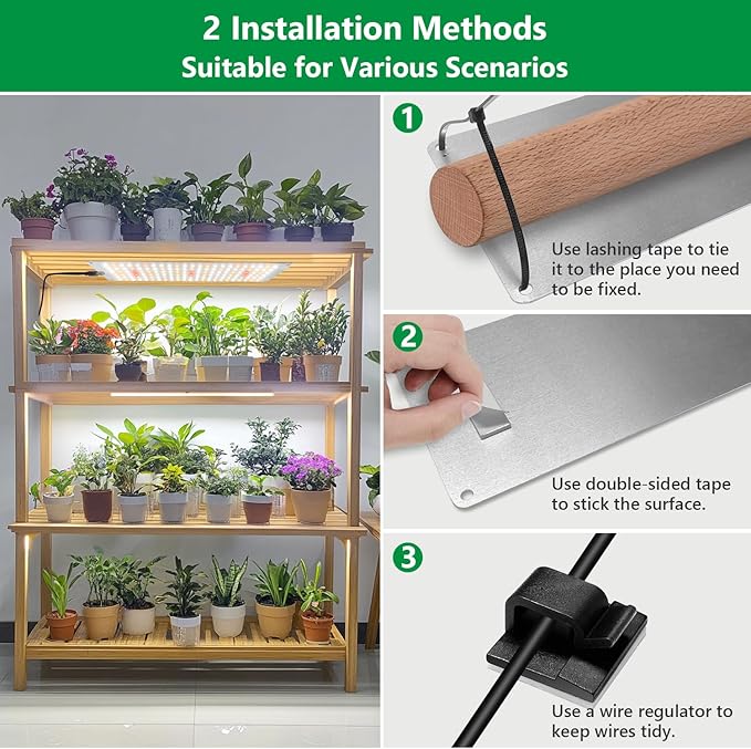 Grow Lights for Indoor Plants, 276 LED Full Spectrum Plant Light for Indoor Growing Seed Starting, 2 Pack Slim Grow Lamp with UL Adapter, 6/12/16H Timer, 3 Light Modes, 5 Dimmable