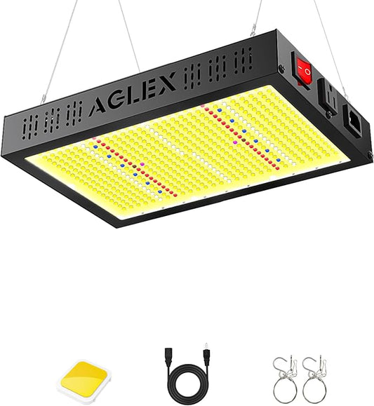 AGLEX E1200 LED Grow Light, Full Spectrum Grow Light with UV IR Diode, Grow Lights for Indoor Plants with Daisy Chain & Built-in Silent Fan, Plant Growing Lamps for 2x2 FT Coverage