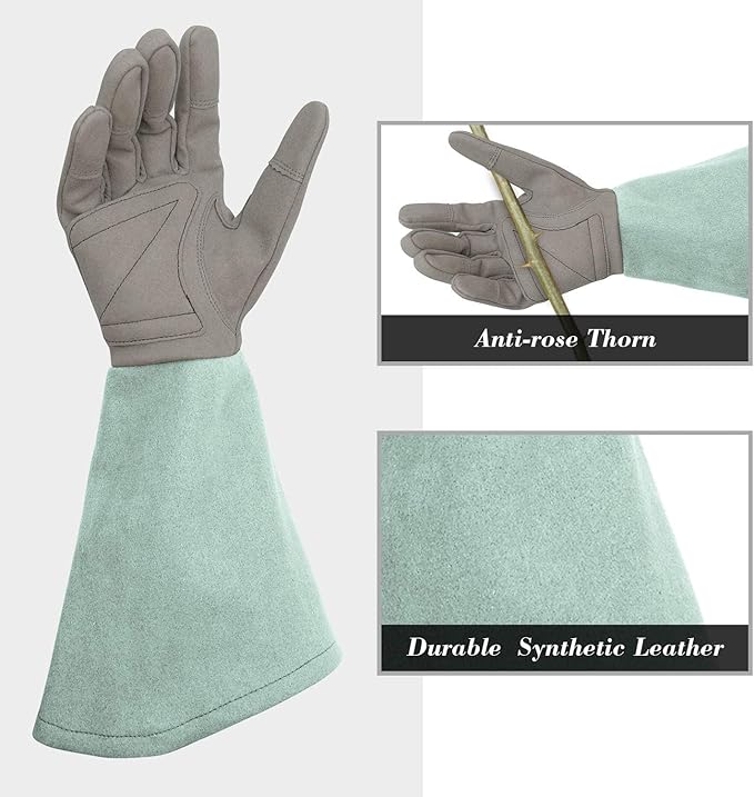 Kids Garden Gloves with Thorn Resistant, Embroidery Children Gardening Gloves with Extra Long Forearm Protection(3-5)