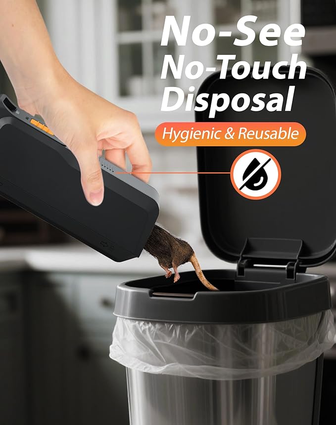 Electric Mouse Trap Zapper with Powerful Voltage, Effective Electronic Mouse Traps Indoor for Home, No-Touch Disposal, Reusable Mice Catcher for Kitchen, Living Room, Garage and More (1, Black)