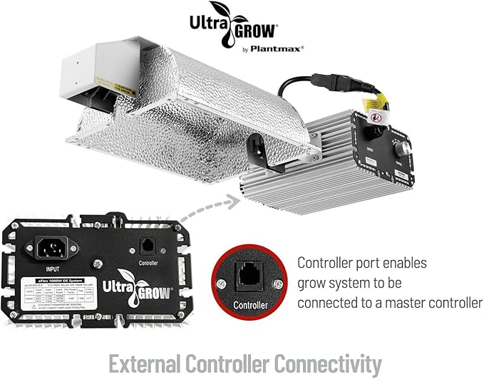UltraGrow – Classic 1000W DE Double Ended HID Grow Light System with HID Bulb, Dimmable Ballast for Indoor Growing (Classic Controller & MH)