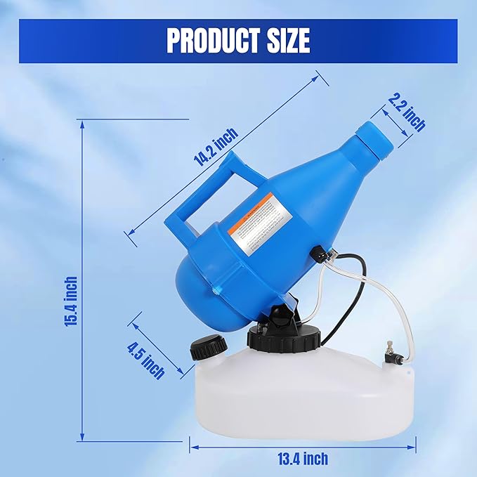 4.5L Electric ULV Fogger Sprayer 1.2 Gallon Portable Cold Mist Machine Spraying 30ft Spray Distance for Home, Yard, School, Garden, Church, Hotel, 2 Pack