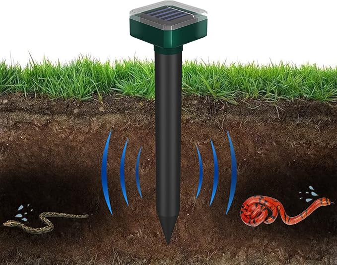 Snake Repellent for Yard & Outdoors - Solar-Powered Sonic Snake Deterrent Devices, Waterproof, Pet Safe Rattlesnake Repellent (6)