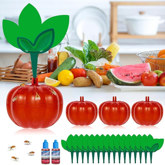 4 Pack Fruit Fly Trap for Indoor/Home, Reusable Fungus Gnat Trap Killer Catcher, Fly Traps for Bugs/Mosquitoes/Gnats, 2 Bait + 16 Sticky Pads