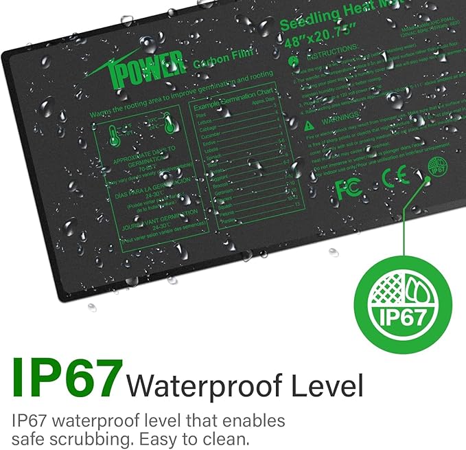 iPower 2 Pack 48" x 20.75" Seeding Heat Mat with Thermostat Temperature Adjustable Knob Durable Warm Hydroponic Plant Germination Starting Pad, Black