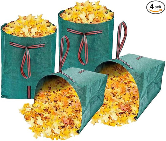 Leaf Collector Bags, Collapsible Yard Waste Bag 4-Pack – 40-Gallon Reusable Garden Bags for Leaves, Grass Clippings, Parties, Laundry & Camping (Dustpan-Type Design)
