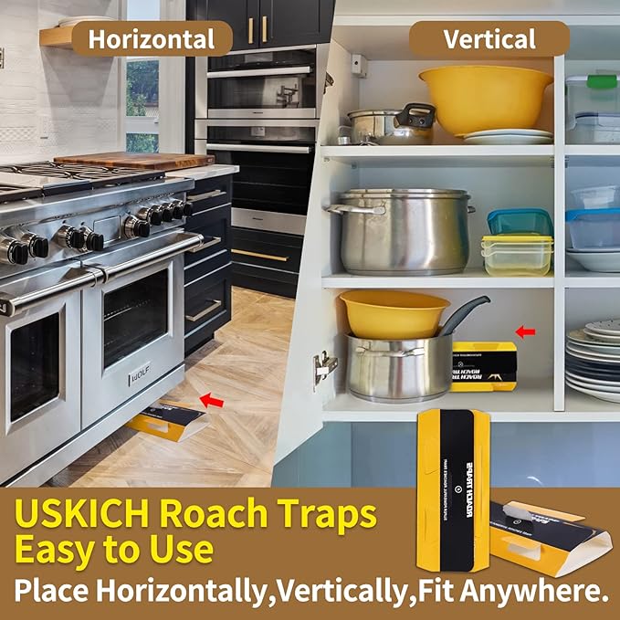 60 Pack Roach Traps,Roach Killer Indoor Infestation,Cockroach Killer Indoor Home,Glue Roach Traps,Roach Motel,Child & Pet Friendly