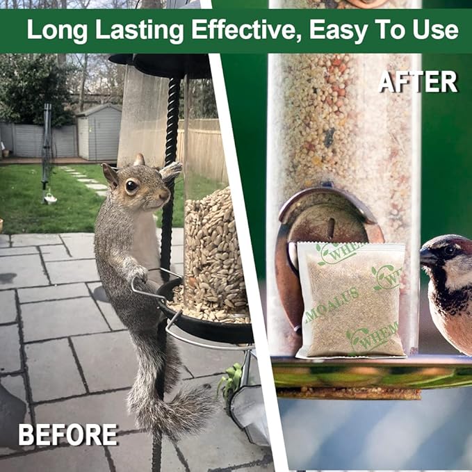 Squirrel Repellent Outdoor, Chipmunk Repellent for Outdoor, Keep Squirrel and Chipmunk Away from Garden, Attic, Yard and Bird Feeders, Safe for Kids, Pets and Plants - 8P