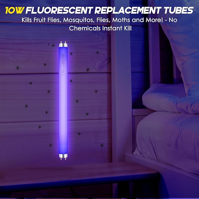 Qualirey 12 Pack Bug Zapper Replacement Light Bulbs 10W for 20W Indoor Bug Zapper, BL T8 F10W 13Inch Light Tube Compatible with Aspectek, Liba, Micnaron, Lulu Home and Other 20W Mosquito Lamp