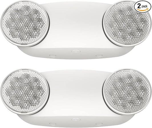 2 Pack Emergency Light, Wall Mount, UL 924 Certified, Battery Backup, 2 Bug Eye Heads, Commercial Lighting Fixtures