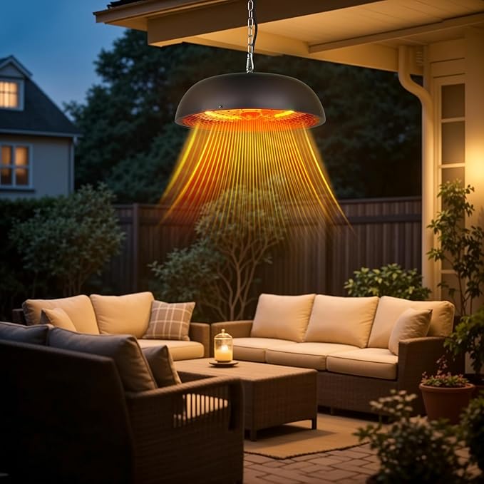 Infrared Electric Patio Heater, 1500W Outdoor Heaters for Patio with Overheat Protection,1500W Hanging Ceiling Mounted Infrared Patio Heater with IP55