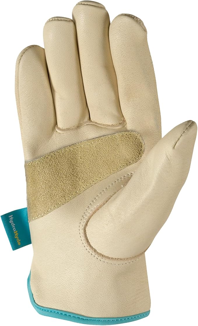 Wells Lamont Women's Water-Resistant Leather Work Gloves | Puncture Resistant, Reinforced, HydraHyde | Large (1167L) , Tan