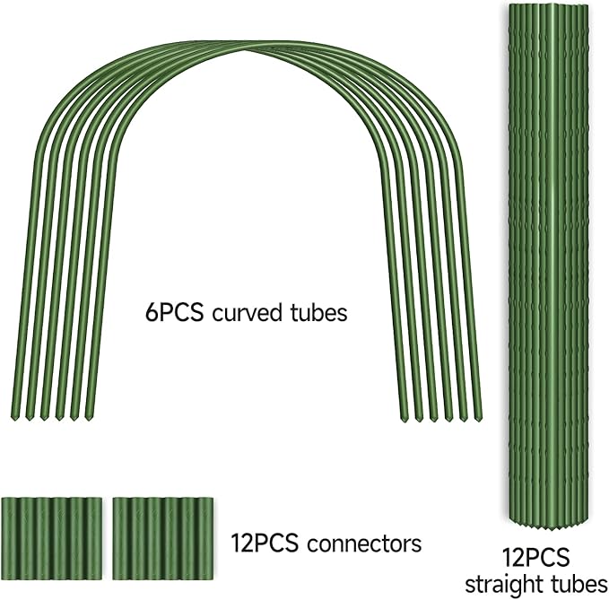FOTMISHU Garden Hoops, 6Pcs Greenhouse Hoops Rust-Free Grow Tunnel, 23.6" x 35.4" Plastic Coated Support Hoops Frame for Garden Fabric, Plant Support Garden Stakes (23.6" x 35.4")