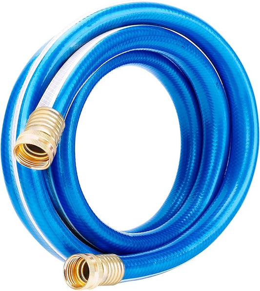 Solution4Patio Short Leader Garden Hose 3/4 in. x 3 ft. -Kink Free, No Leaking, Both Female Brass/Aluminum Fittings -Heavy Duty Durable Flexible Lightweight Water Pipe for Household & Commercial -Blue