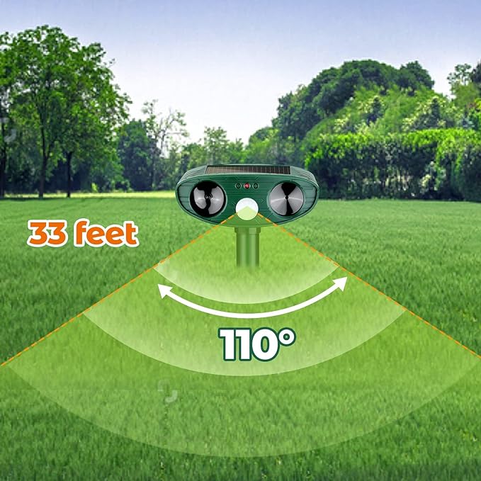 4 Pack Ultrasonic Animal Repellent Outdoor Deer Repellent Devices Solar Animal Repeller Deterrent to Scare Cat Squirrel Rabbit Dog Raccoon Skunk for Yard Lawn Raccoon Skunk for Yard Lawn