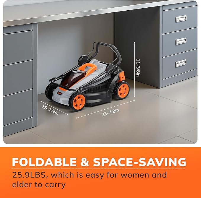Electric Lawn Mower, 20V 13" Cordless Lawn Mower for Small Yard, Push Mower with 5 Height Adjustments, 2-in-1 Mulching/Bagging for Graden, 4.0Ah Battery and Charger Included(25min Runtime)