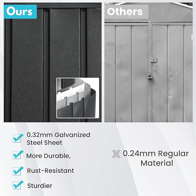 Domi 12'x20' Metal Garage Shed, Heavy Duty Outdoor Steel Carport with Lockable Double, Side Doors, 80MPH Wind and Snow Resistant Enclosed Storage for Cars, Trucks, Motorcycles, Tools, Dark Grey