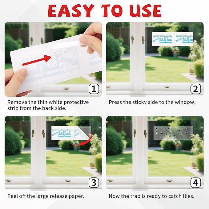 LULUCATCH Window Fly Traps, 36 Pack Fruit Fly Traps for Indoors, Gnat Traps Bug Catcher, Non-Toxic Flying Insect Trap, Sticky Traps for Mosquito, Moth, Pet Safe Pest Control for Home Kitchen