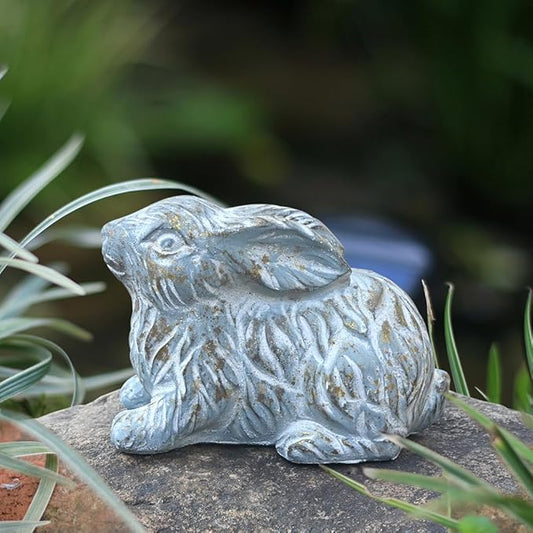 Garden Rabbit Statue Cement Bunny Decor Easter Bunny Figurines for Home Outdoor Garden Statues Cement Sculpture for Yard Patio Lawn Ornament, Blue