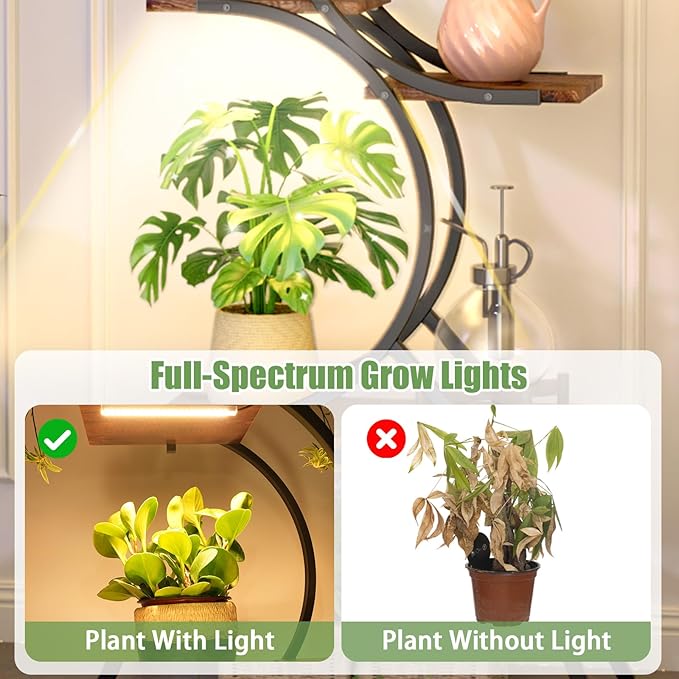 Plant Stand Indoor with Grow Lights - 63'' Tall Plant Stand Corner Plant Stands 6 Tiered Large Flower Holder Display Rack for Living Room Bedroom Office Home Decor