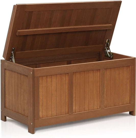 Furinno FG17685 Tioman Outdoor Patio Furniture Hardwood Deck Box in Teak Oil, Natural