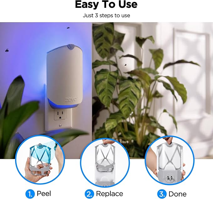 4 Pack Refill Cartridge Kit Replacement Compatible with ZEVO M364 and ZEVO Max Plug-in Light Flying Insect Trap Refill