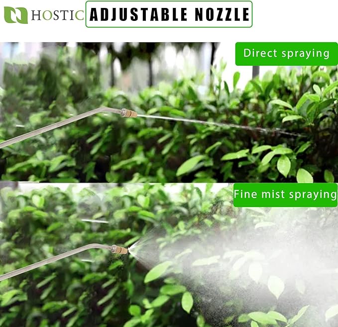 1 Gallon Stainless Steel Sprayer Hand Pump Sprayer with Pressure Gauge Safety Valve Adjustable Nozzle for Gardening Lawn and Cleaning