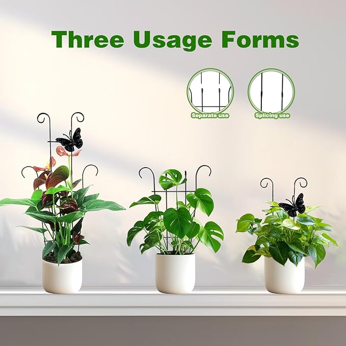 23 Inch Plant Trellis for Potted Plants, Sturdy Metal Houseplant Trellis for Climbing Plants Indoor Outdoor, Rust-Resistant Plant Support for Monstera Pothos Ivy, 2 Pack