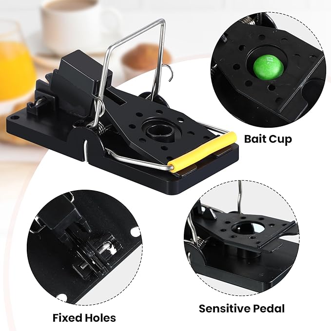 Qualirey 18 Pcs Plastic Mouse Rat Traps House Indoor Quick Effective Safe for Warehouse Garden Kitchen 3.86 x 1.81 x 2.17 Inch (Black,Yellow)