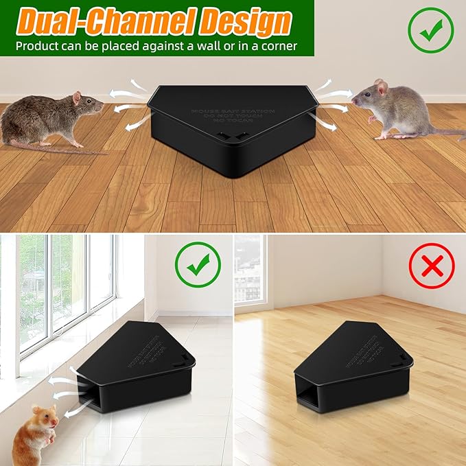 Mouse Bait Station Outdoor Indoor with Keys, 8 Pack Reusable Rat Bait Stations, Mice Stations, Keep Children and Pets Safe, Bait Station Box for Kitchen Garage Patio