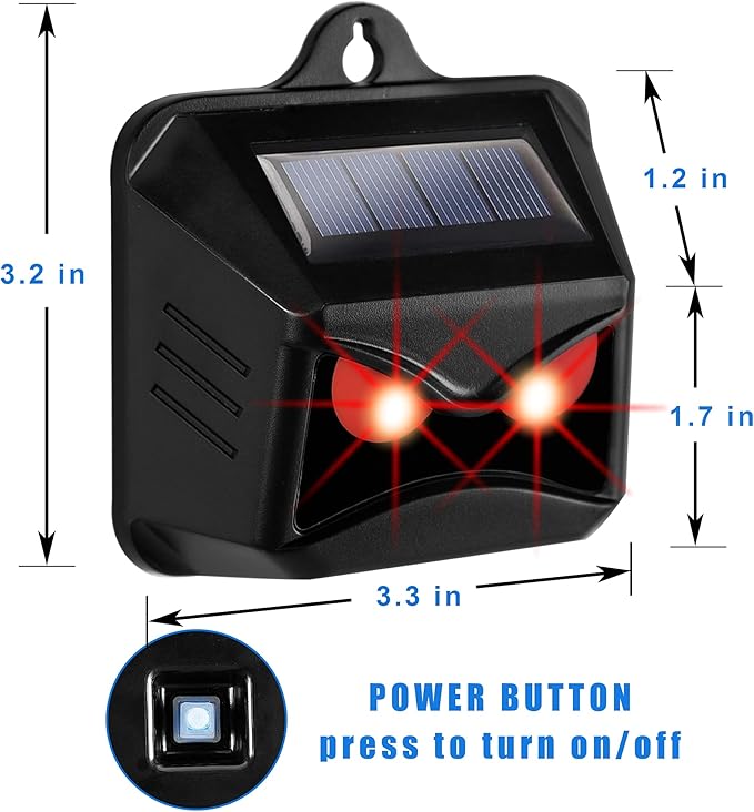 6 Pack Solar Animal Repellent, Predator Eyes Animal Deterrent Sentinels with Red LED Blinking Lights Drive Away Raccoon, Deer, Skunk, Cat, Coyote from Yard Farm and Chicken Coops