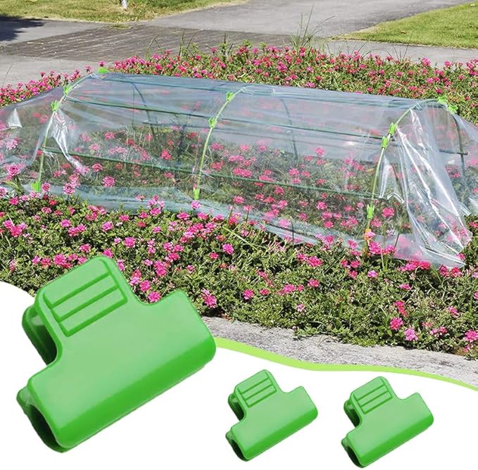 15pcs Greenhouse Clamps, 25mm Garden Hoops Clips Green Film Row Cover Netting Tunnel Plant Frame Shading Netting Rod Clip for Fixing Greenhouse Frame Shelters Garden Net (24-26mm Poles)