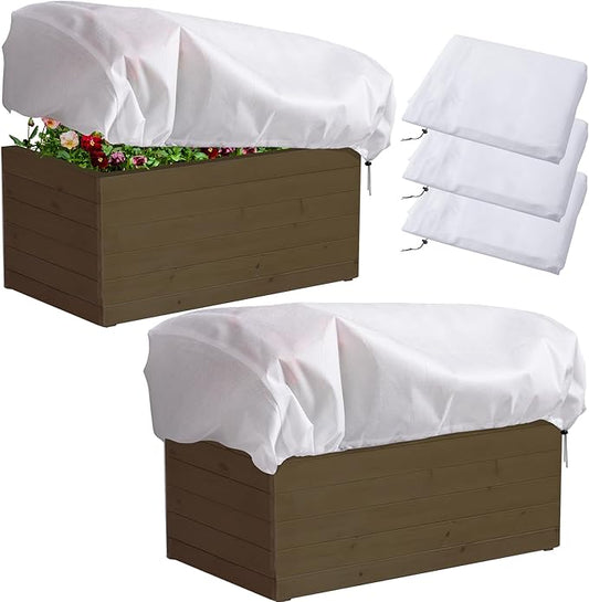 DECOHS 3 Pcs Rectangular Winter Plant Freeze Protection Cover- 59" x 17.7" x 15.7" Balcony Plant Box Cover- Planter Frost Covers Bags Wraps Blanket for Winter Balcony Plant Flower Boxes