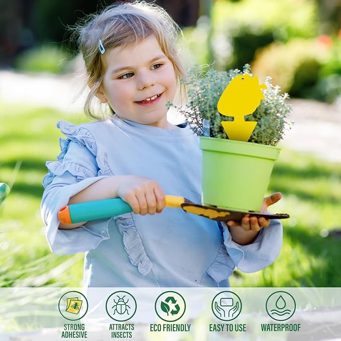 Fruit Fly & Fungus Gnat Traps 40 Pack – Yellow Sticky Gnat Traps for House Indoor & Outdoor Plants, Non-Toxic and Odorless Insect Bug Catcher