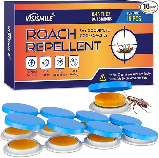 Roach Repellent Indoor and Outdoor: Cockroach Repellent Home for German Cockroaches, Small Roaches – Cockroach Deterrent for Homes and Kitchens – Pet Safe Roach Control 16 PC