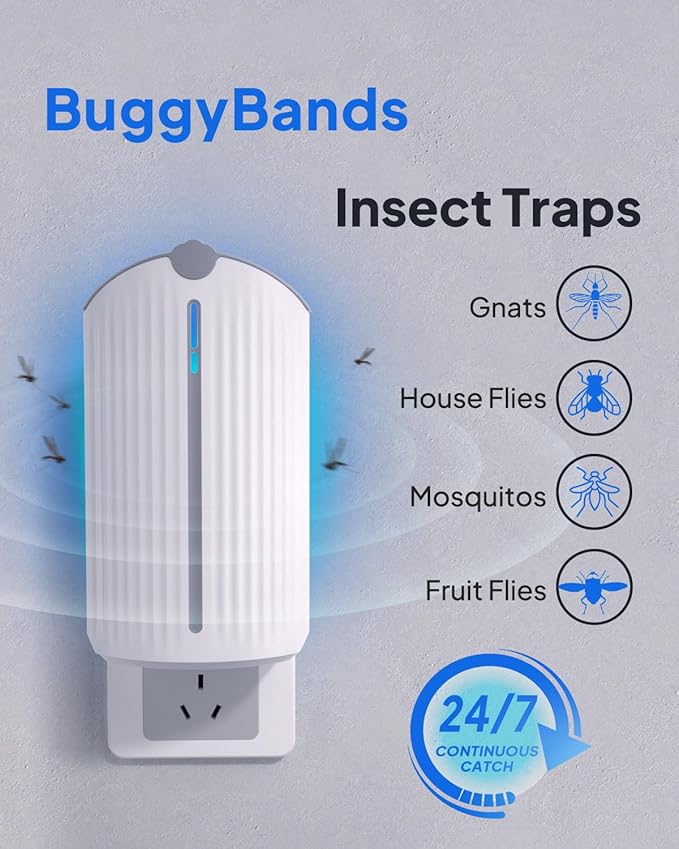 Flying Insect Trap, Fruit Fly Trap Plug in Indoor Bug Catcher with 4 Refill for Gnats, Moths, House & Fruit Flies - Refill Compatible with ZevoM364A/Max (1 Devices + 4 Refills)