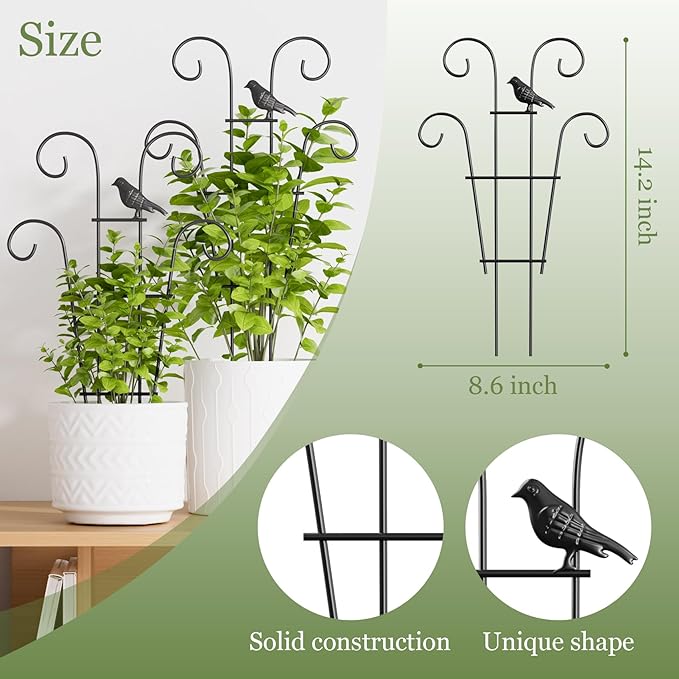Plant Trellis for Climbing Plants Indoor, 3 Pack Metal Garden Trellis for Potted Plants, Rustproof, Sturdy Climbing Plant Support for Indoor & Outdoor Houseplants