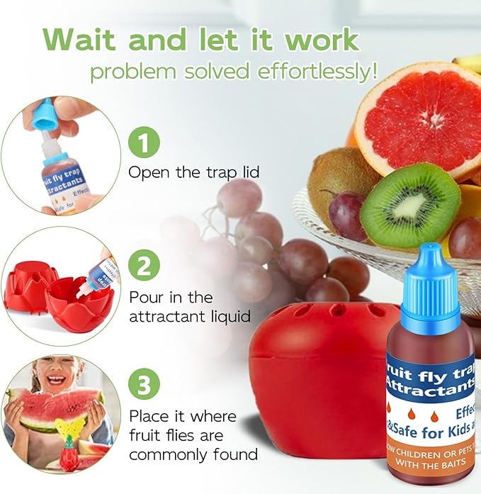 Fruit Fly Trap Refill Liquid Only, 2026 Upgrade Traps for Indoors, Efficient Gnat Killer Indoor, Fruit Bait Home, Kitchen (12, Blue)