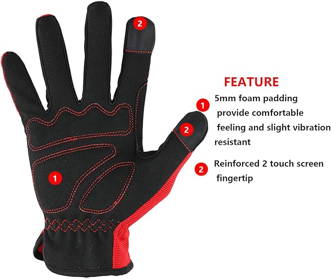 High Performance Work Gloves For Men(3 Pairs Pack), High Dexterity Touch Screen For Multipurpose,Excellent Grip (Medium)