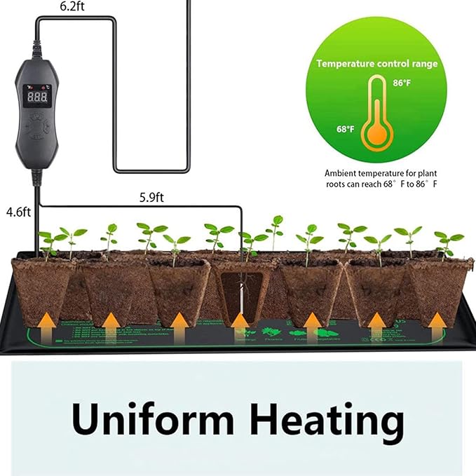Seedling Heat Mat With Thermostat Temperature Control Waterproof Heating Pad For Plant Indoor Reptiles Warmer