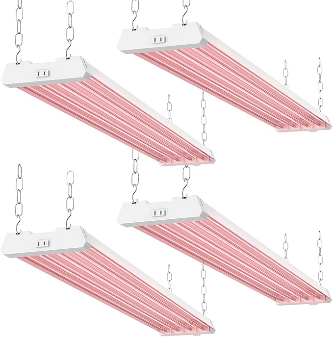 Sunco Grow Lights for Indoor Plants LED, 4FT Grow Light for Greenhouse, 80W, Full Spectrum, Integrated Suspended Fixture, Linkable, Plug in, for Seedlings, Vegetables, Flowers 4 Pack