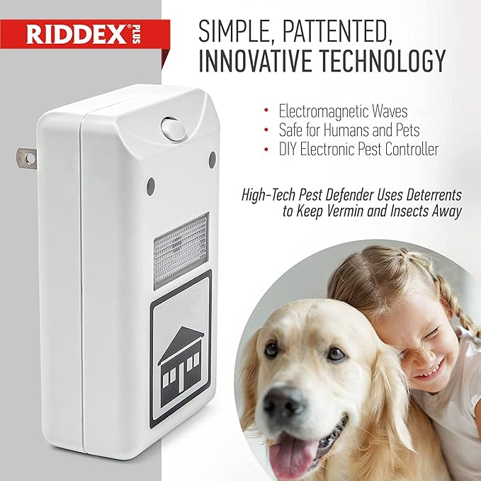 RIDDEX Plus Insect Repellent | Plug in, Mouse Deterrent - Pest Control for Defense Against Rats, Mice, Roaches, Bugs and Insects | Control Pests with No Toxins | White 2-Pack